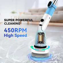 Load image into Gallery viewer, TASVAC Electric Spin Scrubber, Cordless Cleaning Brush with 5 Replaceable Heads, Powerful Shower Scrubber for Bathroom Tile Floor Kitchen