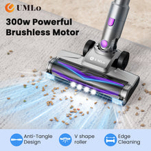 Load image into Gallery viewer, UMLo Cordless Vacuum Cleaner, 300W 30Kpa Stick Vacuum with LED Display, 8 in 1 Rechargeable Cordless Vacuum Max 55Min Runtime, Free-Standing, Perfect for Home Carpet Hard Floor Pet Hair Purple