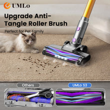 Load image into Gallery viewer, UMLo Cordless Vacuum Cleaner, 300W 30Kpa Stick Vacuum with LED Display, 8 in 1 Rechargeable Cordless Vacuum Max 55Min Runtime, Free-Standing, Perfect for Home Carpet Hard Floor Pet Hair Purple