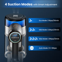 Load image into Gallery viewer, INSE Cordless Vacuum Cleaner, 55min Max Runtime, 400W/30Kpa Rechargeable Stick Vacuum with LED Display, 4 Suction Modes with Smart Adjustment Handheld Vacuum Cordless for Carpet Floor Pet Hair