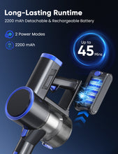 Load image into Gallery viewer, YOMA Cordless Vacuum Cleaner, 6-in-1 Rechargeable Stick Vacuum, 45mins Max Runtime, Lightweight 2200mAh Battery Powerful Vacuum Cleaner for Home Hard Floor Pet Hair-N12