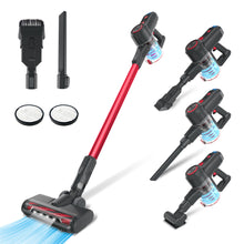 Load image into Gallery viewer, Cordless Stick Vacuum Cleaner, 28Kpa 2500mAh Rechargeable Battery Vacuum, 8-in-1 Handheld Lightweight Hardwood Floor Carpet Vacuum for Pet Hair, Up to 60min Runtime Red, V20