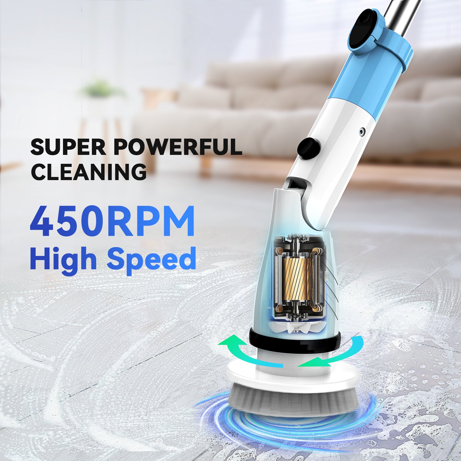 Mr Siga Cordless Waterproof Roller Electric Spin Scrubber Without Grout Cleaner Machine-323004