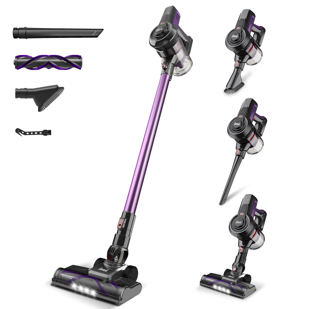 INSE Cordless Vacuum Cleaner, 6 in 1 Powerful Stick Vacuum with 20kPa 160W Motor for Hard Floor Carpet Pet Hair, Purple