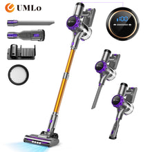 Load image into Gallery viewer, UMLo Cordless Vacuum Cleaner, 300W 30Kpa Stick Vacuum with LED Display, 8 in 1 Rechargeable Cordless Vacuum Max 55Min Runtime, Free-Standing, Perfect for Home Carpet Hard Floor Pet Hair Purple
