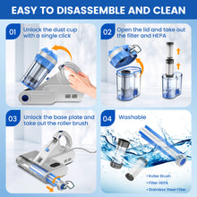 Load image into Gallery viewer, INSE Handheld Vacuum, 253.7nm UV-C Light Bed Vac Cleaner with HEPA Filter for Mattress Sofa Cirb Bed
