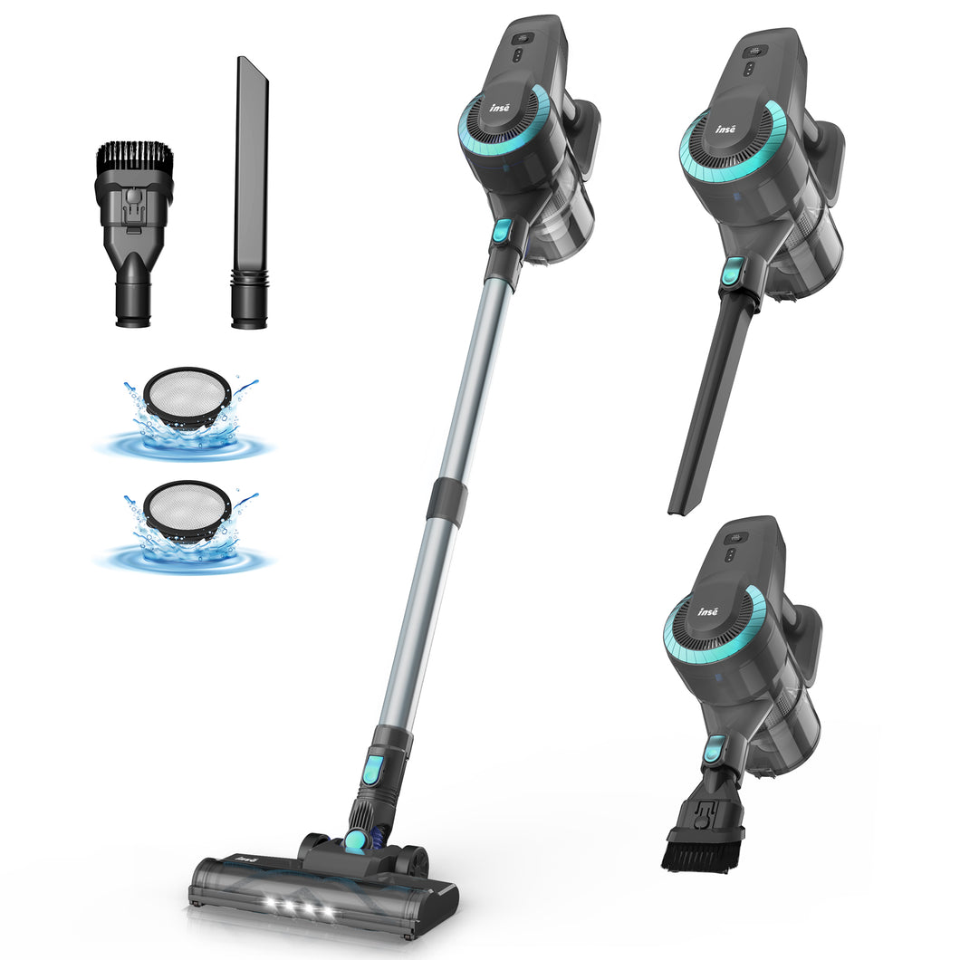 INSE Cordless Vacuum Cleaner, 6-in-1 Stick Vacuum 20kPa Lightweight for Hard Floor Carpet Pet Hair N370