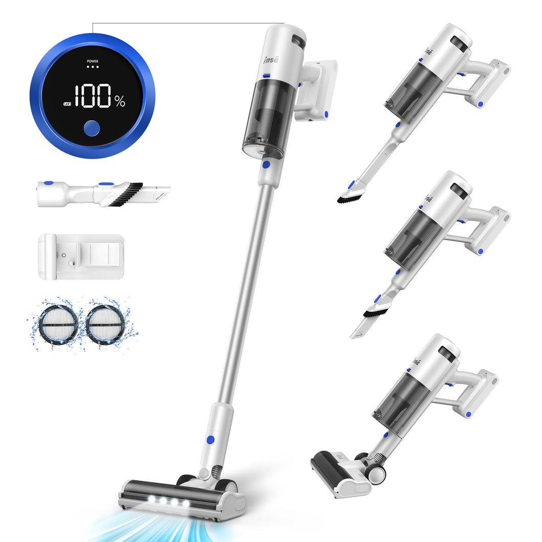 INSE Vacuum Cleaner, 30000Pa Cordless Stick Vacuum for Carpet Hardfloors Pet Hair, V120