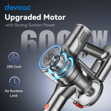 Load image into Gallery viewer, DEVOAC I8 Corded Vacuum Cleaner, 6 in 1 Lightweight Handheld Stick Vacuum, 23kPa 600W, Free-Stand
