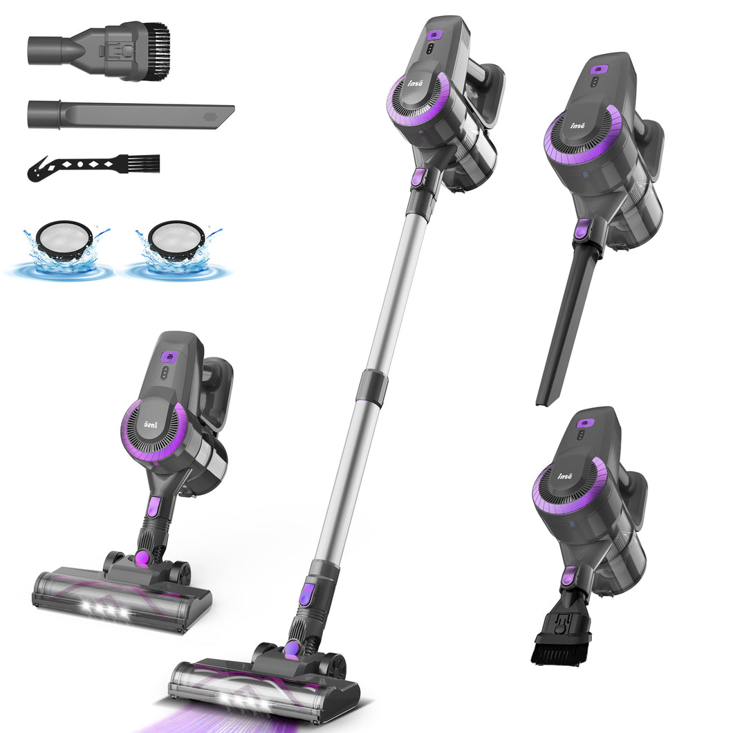 INSE Cordless Vacuum Cleaner, 6 in 1 Ultra-Lightweight Stick Vacuum, Powerful Stick Vacuum for Hard Floor Carpet Pet Hair Home, N370